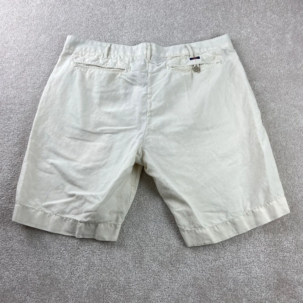 Faherty Shorts Mens 35(Fits 36) Beige Linen Blend Flat Front Casual Summer Beach